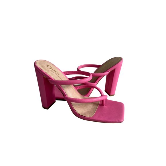 OLIVIA MILLER Pink Block Heel Sandals Size 7 - Picture 6 of 6